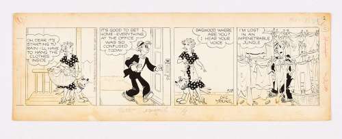 Blondie and Dagwood original artwork comic strip (1953) signed by artist, Chic… | Comic Book Auctions ltd