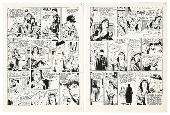 Lot 1985 - Dan Cooper, Albert Weinberg, tome 34, "Silver Fox", éd. Novedi, 1985, planches originales de ba | misc / divers