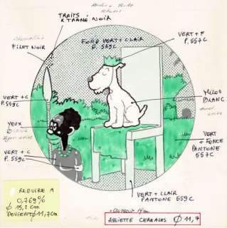 Tintin - Studios Hergé - Dessin Ã  l’encre de chine avec son calque - . - (1990) | Catawiki