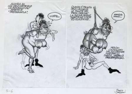 Franco Saudelli - 2 published original pages - Bondage! - Page volante - Pages d’art originales | Catawiki