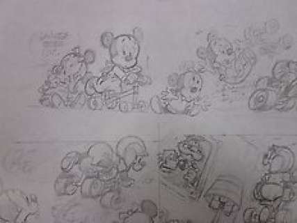  - Claude Marin - 4 Crayonnés Préparatoires - les Bébés Disney - (1986) 