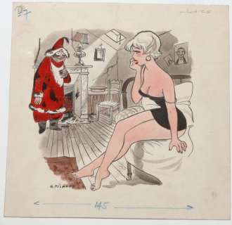 Pichard, Georges - Illustration originale - Père Noêl et une pin-up | Catawiki