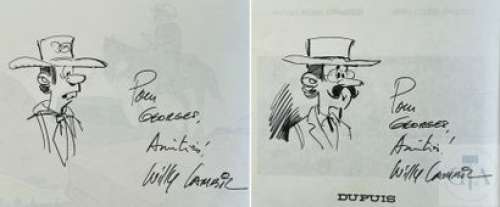 Lambil/Les tuniques bleues. Paire de dessins dedicaces… | Dagoty