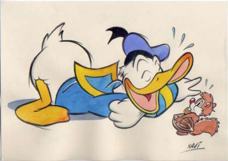 Xavi  (Xavier Vives Mateu) - Original drawing - Donald and the squirrel - EO - (2018) | Catawiki