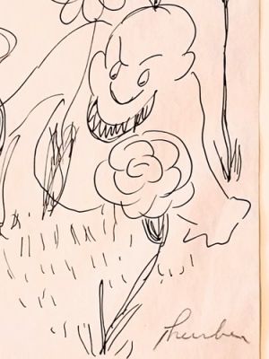James Thurber ORIGINAL SIGNED Pen Drawing Garden Monster Waiting to Strike! | eBay US