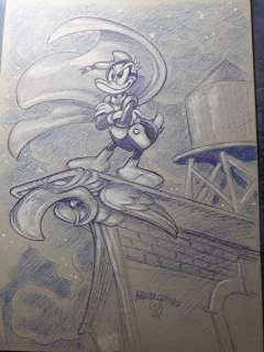 Donald Duck - "Pk-Paperinik-Duck Avenger in summer night" - Page volante - Unpublished - (2019/2019) | Catawiki