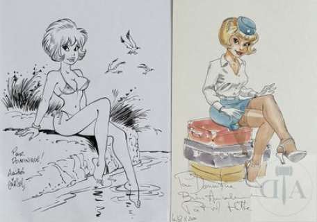 Gursel/Hitte. Paire de dessins illustrant Natacha en… | Dagoty