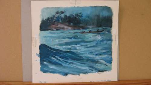 Follet, René - Dessin original en couleur - Katatu l’aveugle de l’ile | Catawiki