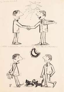 Jerzy Flisak (1930 - 2008) | Jerzy Flisak | "Dwa kociaki", ilustracja satyryczna | Desa Unicum