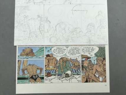 Hermann - Planche originale crayonné (p.7) - Jeremiah T.13 - Strike (1988) | Catawiki