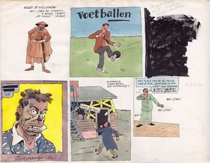Smeets, Mark - Originele tekening in kleur met 5 kaders - Voetballen - (1989) | Catawiki
