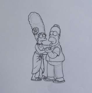 The simpsons - Homer and Marge Simpson - dessin original | Catawiki