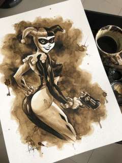 Coffee Painting - Harley Quinn - original (2019) | Catawiki