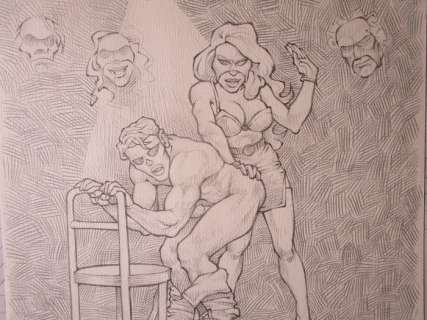 La Fessée - Dessin original | Catawiki