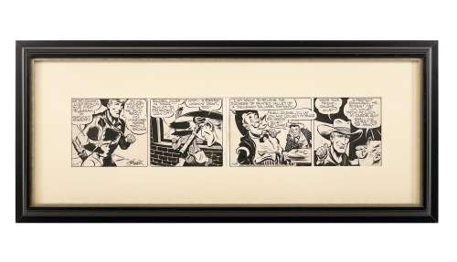 FRED HARMAN, JR. RED RYDER DAILY COMIC STRIP ORIGINAL ART DATED 1-13-42 (NEA SERVICE, INC., 1942) INK OVER GRAPHITE ON BOARD | misc / divers