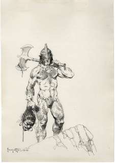(Frazetta) Day of Wrath (warrior with severed head). | Profiles in History