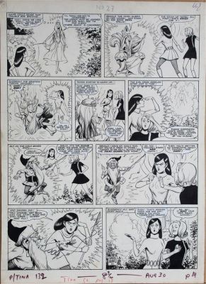 Alberto Salinas | Tavola originale per ‘Sandra’, personaggio creato per la rivista inglese TINA a partire dal 1964. Cm.36 x 49,5 circa. Firmata e datata 1969 ab origine | Art e Fumetto