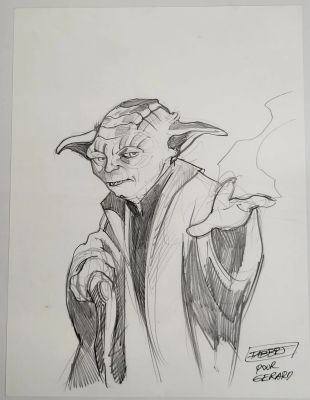 Fabbri - Dessin Au Crayon Représentant Maïtre Yoda de Star Wars. 320/240 Mm. | Lot 341 : | misc / divers