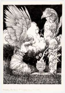 Michael Zulli - "Burning the Grave of Satyrs" Illustration Original Art (undated). Acclaimed - | Heritage