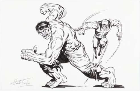 Trimpe, Herb | Herb Trimpe - The Hulk vs. Wolverine Illustration Original Art (undated).... | Heritage