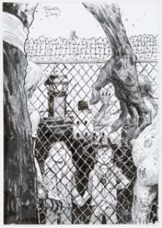 Moore, Tony - Tony Moore The Walking Dead Specialty Illustration Reverse View of Issue #21 Cover Scene Inscribed Original Art (2...