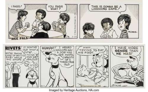 Sixta, George - George Sixta Rivets and Morrie Turner Wee Pals Comic Strips Original Art Group of 2 (1980-1984).... (Total: 2 Original Art)