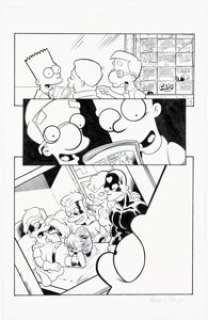 Pepoy, Andrew - Andrew Pepoy [Tone Rodriguez printed lines] Bongo Comics Presents Simpsons Super Spectacular #9 Story Page 22 Orig...