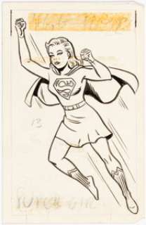 Wood, Wally | Wally Wood Comic Book Foldees Card #13 Supergirl Illustration Original Art (Topps, 1966).... | Heritage