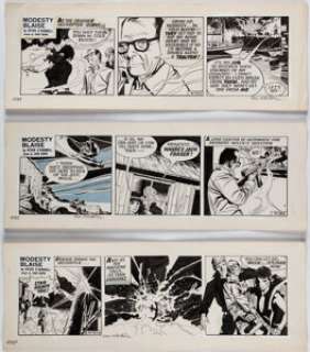 Burns, John M. - John M. Burns Modesty Blaise Daily Comic Strip Original Art Group of 3 (London Times Mirror, c.1978). ... (Total: 3 Original Art)