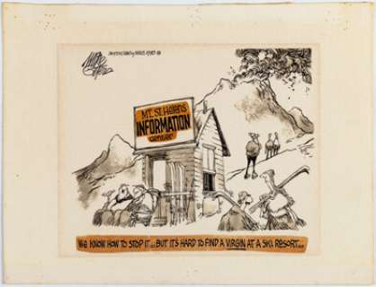 Peters, Mike - Mike Peters Mount St. Helens Editorial Comics Panel Original Art (Dayton, Ohio, Daily News, 1980)....