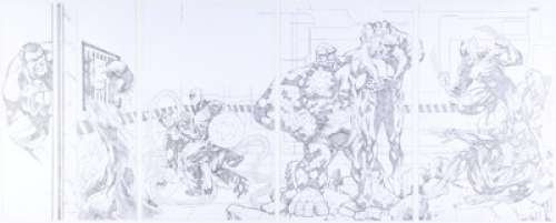 Ron Adrian Marvel Heroes The Battle Unfolds Gatefold Illustration Original Art Group of 4 (Pocket Books, 2007). (Total: 4 Original Art)