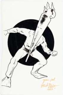 Bob Burden - Flaming Carrot Commission Illustration Original Art (1989).