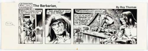 Pablo Marcos Conan the Barbarian Daily Comic Strip Original Art dated 12-4-80 (Register and Tribune Syndicate, 1980). | Heritage