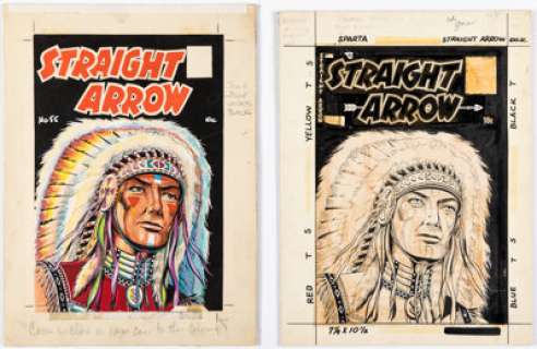 Fred Meagher Straight Arrow #55 Cover Original Art (Magazine Enterprises, 1956). (Total: 3 Original Art) | Heritage