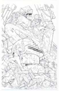 Chris Dreier [Gianluca Pagliarani printed blue lines] Warren Ellis‘ Ignition City #3 Variant Cover Original Art (Avatar Press, 2009).