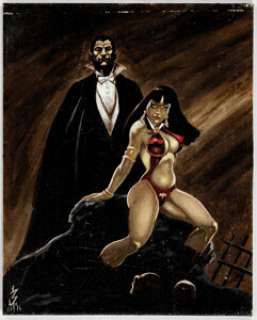 F. Newton "Butch" Burcham - Vampirella and Dracula Painting Original Art (2014).