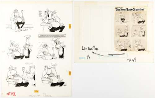 Don Martin MAD #118 "The New Back-Scratcher" Complete 1-Page Story Original Art and Production Stat (EC, 1968). (Total: 2 Original Art) | Heritage