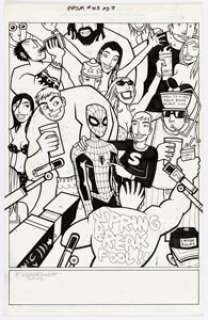 Jim Mahfood Peter Parker: Spider-Man Splash Page 3 Original Art (Marvel, 2002).