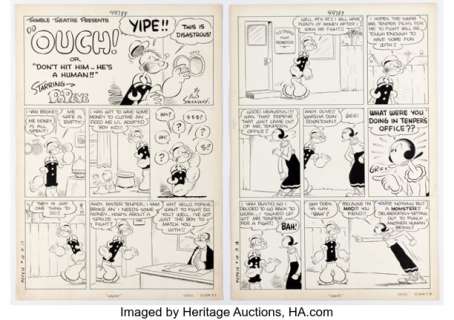 Bud Sagendorf Popeye #10 Near Complete Story Original Art Group of 6 (Dell, 1949). (Total: 6 Original Art) | Heritage