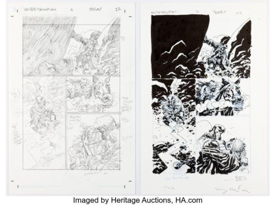 Duncan Fegredo Hellboy: Darkness Calls #4 Story Page 22 Original Art Group of 2 (Dark Horse, 2007). (Total: 2 Original Art) | Heritage