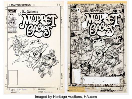 Marie Severin Muppet Babies #11 Cover Original Art and Production Material (Marvel/Star, 1987). (Total: 2 Items) | Heritage
