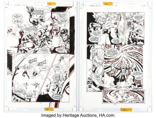 Joshua Hood, Eric Battle, and Dan Davis Superboy and the Ravers #18 Story Page 11 and 13 Original Art (DC, 1998). (Total: 2 Original Art)