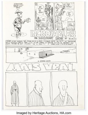 Jean Giraud (Moebius) - Profesor Lagadove Mais Vrai Comic Strip Page Original Art (undated). | Heritage