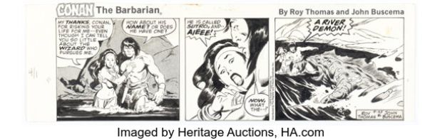 John Buscema Conan the Barbarian Daily Comic Strip Original Art dated 9-25-78 (Register and Tribune Syndicate, 1978) | Heritage