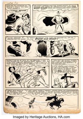 Dick Ayers and Ernie Bache Red Mask #49 Ghost Rider Story Page 6 Original Art (Magazine Enterprises, 1955). | Heritage