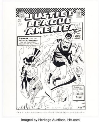 Fred Hembeck Justice League of America #51 Cover Re-Interpretation Original Art (2011).