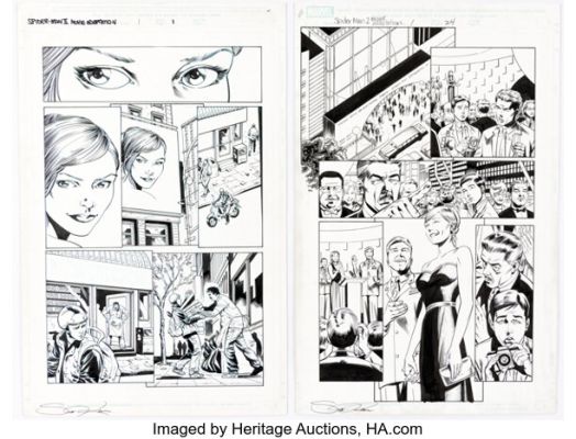 Staz Johnson, Pat Olliffe, and Scott Koblish Spider-Man 2: The Movie #1 Story Pages 1 and 24 Original Art (Marvel, 2004). (Total: 2 Original Art)