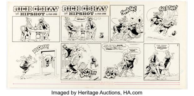 Stan Lynde Rick O‘Shay Sunday Comic Strip Original Art dated 3-4-73 (Chicago Tribune, 1973).
