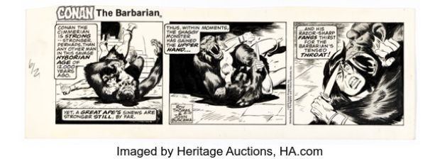 John Buscema Conan the Barbarian Daily Comic Strip Original Art dated 10-10-78 (Register and Tribune Syndicate, 1978). | Heritage