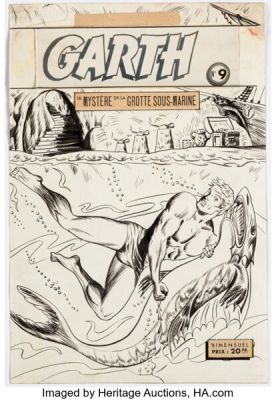 Pierre Frisano Garth #9 Cover Original Art with Color Guide (Sage - Sagédition, 1949).